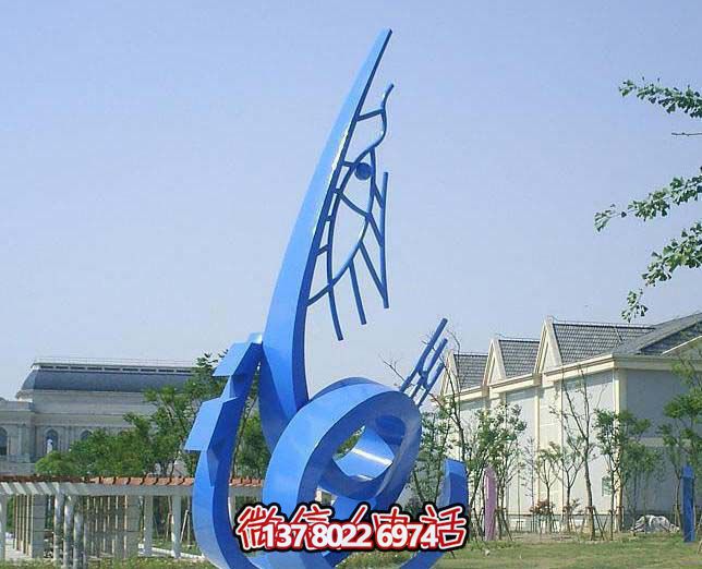 藍色不銹鋼魚雕塑，簡約裝飾街道