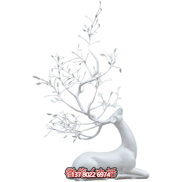 玻璃鋼雕塑梅花鹿，抽象戶(hù)外園林裝飾