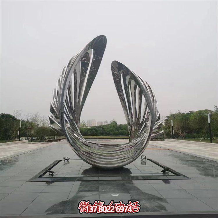 不銹鋼抽象翅膀藝術(shù)雕塑，為戶(hù)外廣場(chǎng)增添獨(dú)特景觀