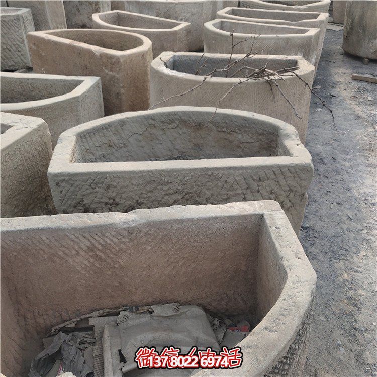 經(jīng)典老石雕，精美大理石槽，美化園林景觀