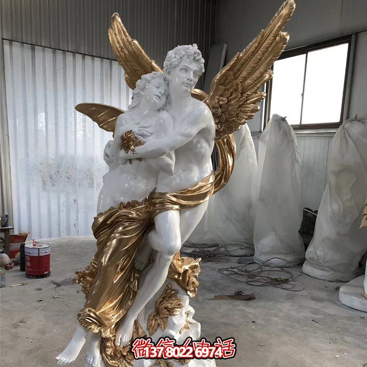 創(chuàng)意西方風(fēng)格戶外玻璃鋼天使雕塑