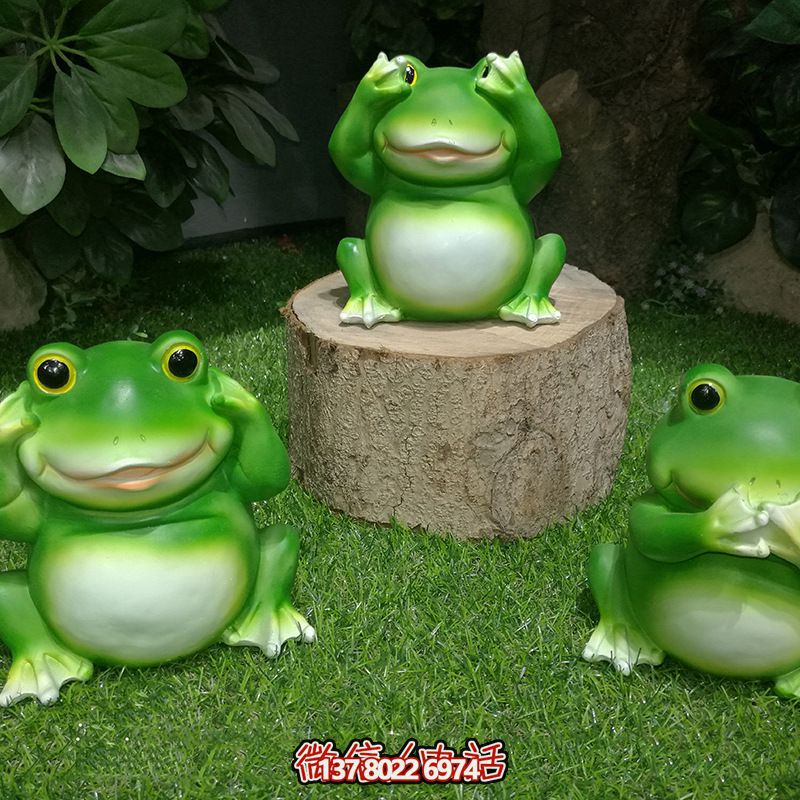 海邊玻璃鋼青蛙雕塑，個性十足