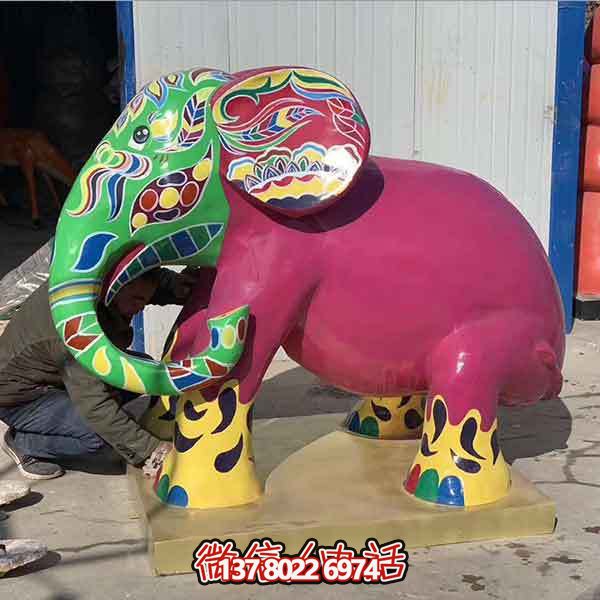 玻璃鋼雕塑大象，彩繪園林景觀