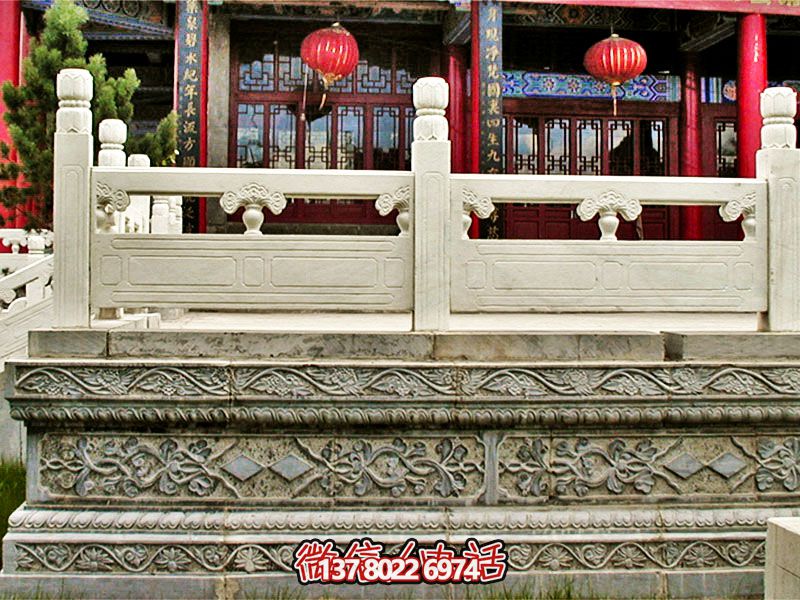 漢白玉古建筑臺階及欄桿雕刻花瓶保護(hù)景區(qū)