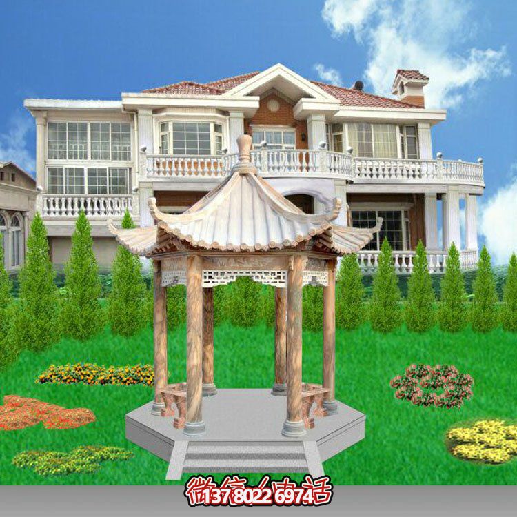 中式風格涼亭，寧靜休息，美景欣賞