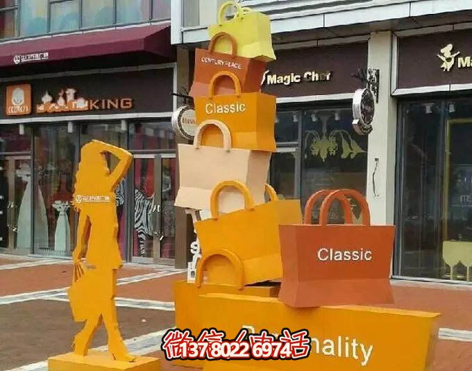 不銹鋼購物袋雕塑，讓您的商業街路邊擺放更具藝術感