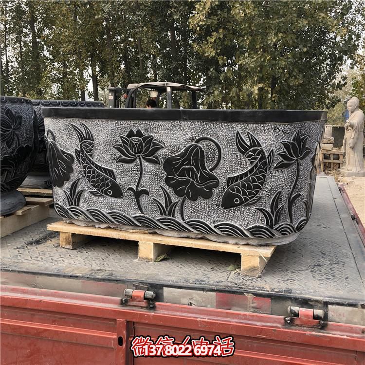 精美青石雕刻橢圓花盆，打造完美庭院戶外環境