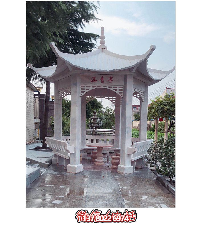 仿古大理石涼亭，美化花園景觀