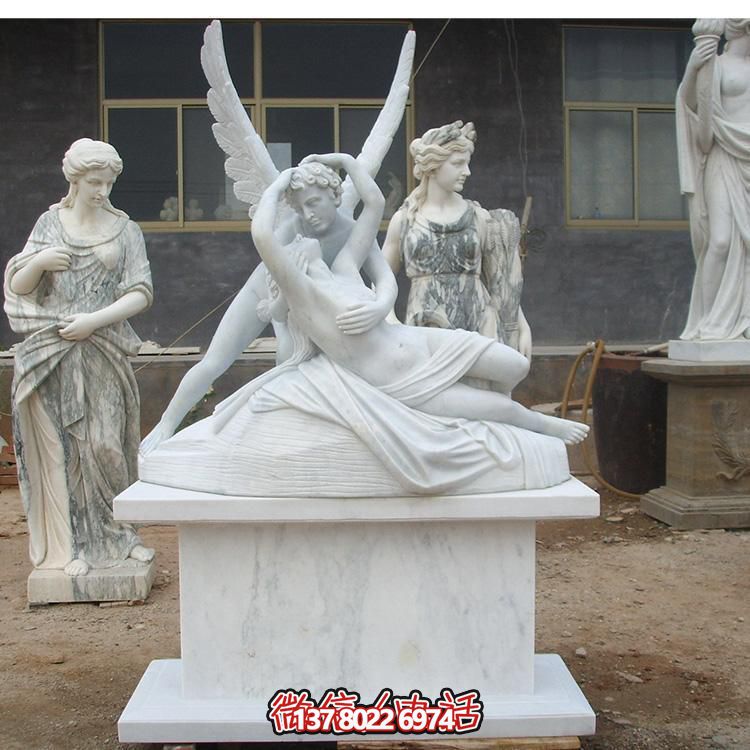 西方天使漢白玉雕塑，美化景區廣場