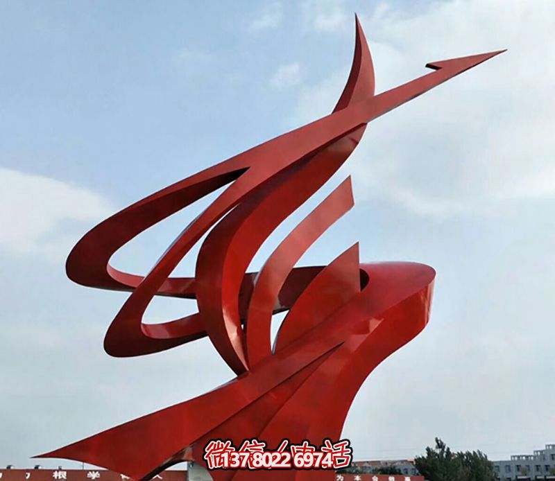 不銹鋼紅色大型商場雕塑裝飾飄帶 不銹鋼紅色大型商場雕塑裝飾飄帶