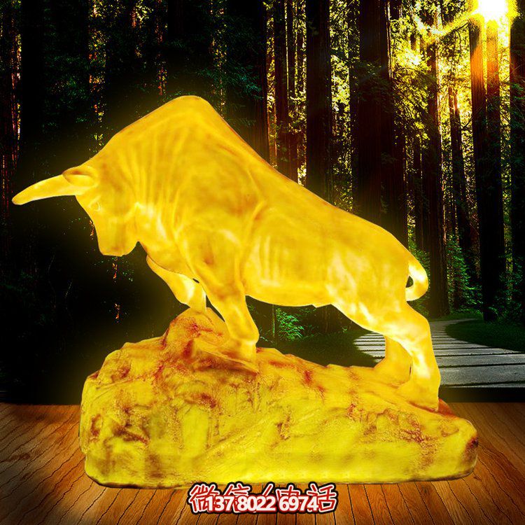 玻璃鋼拓荒牛景觀燈，拓展景區公園草坪環境亮化