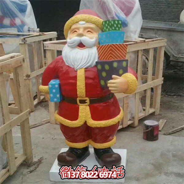 商場室內(nèi)擺放節(jié)日圣誕老人玻璃鋼公仔雕塑