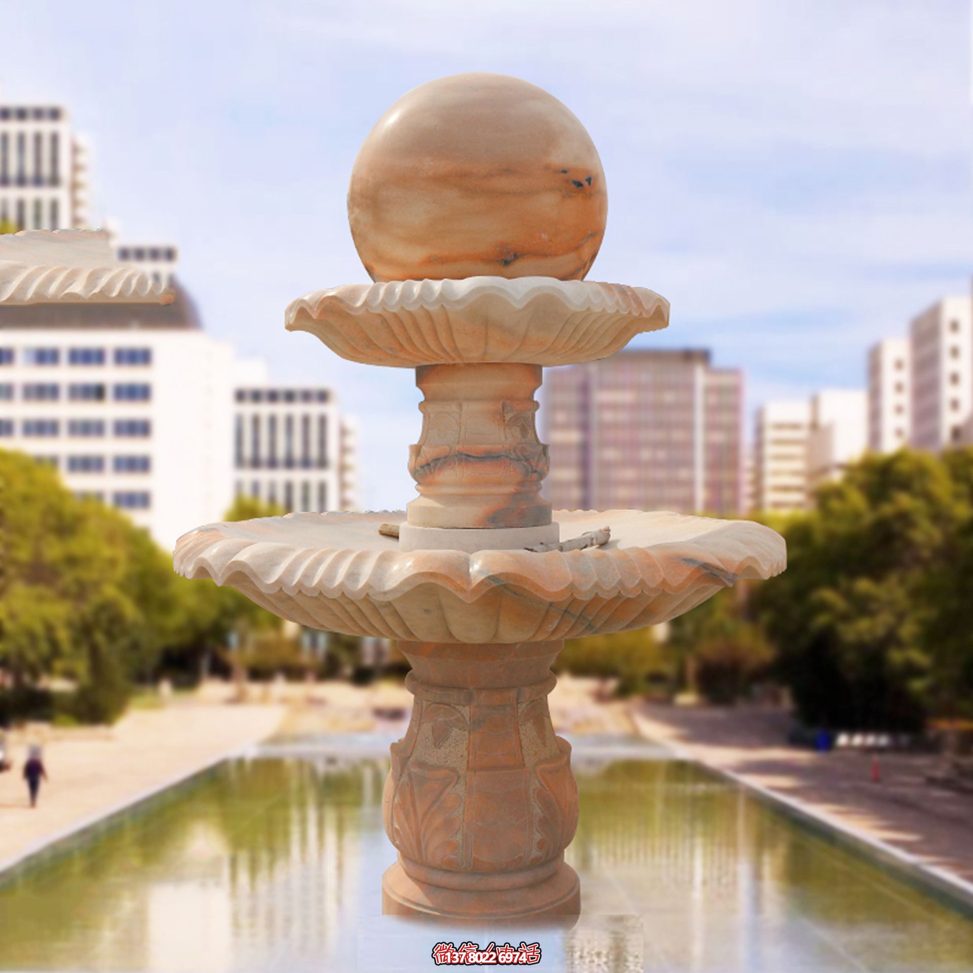 小區(qū)花園水池?cái)[放晚霞紅風(fēng)水球雕塑 小區(qū)花園水池?cái)[放晚霞紅風(fēng)水球雕塑