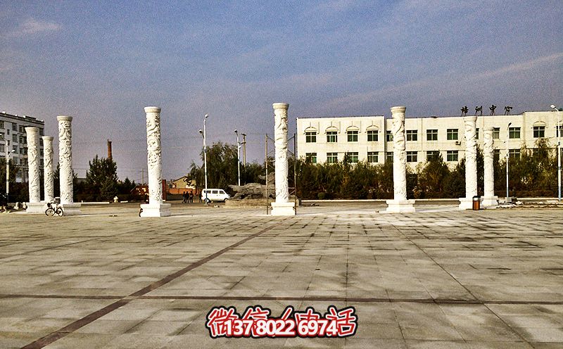 學校廣場擺放大理石龍柱擺件 學校廣場擺放大理石龍柱擺件