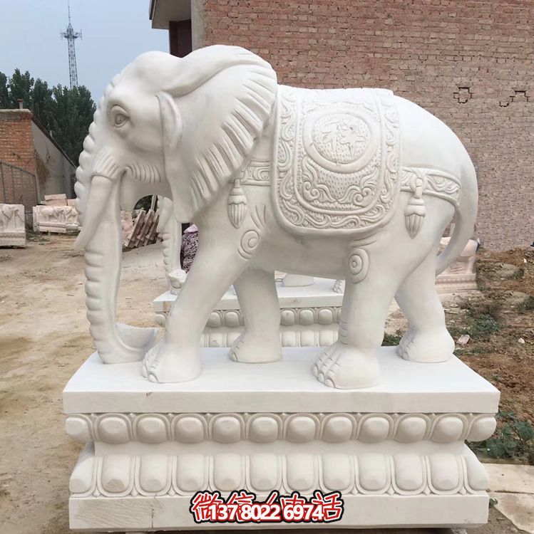 漢白玉石雕浮雕庭院大象雕塑 漢白玉石雕浮雕庭院大象雕塑