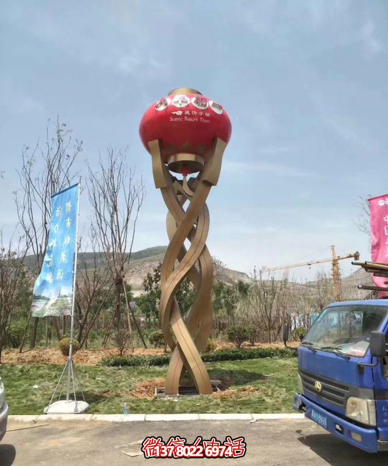 旅游景區擺放不銹鋼紅燈籠雕塑 旅游景區擺放不銹鋼紅燈籠雕塑