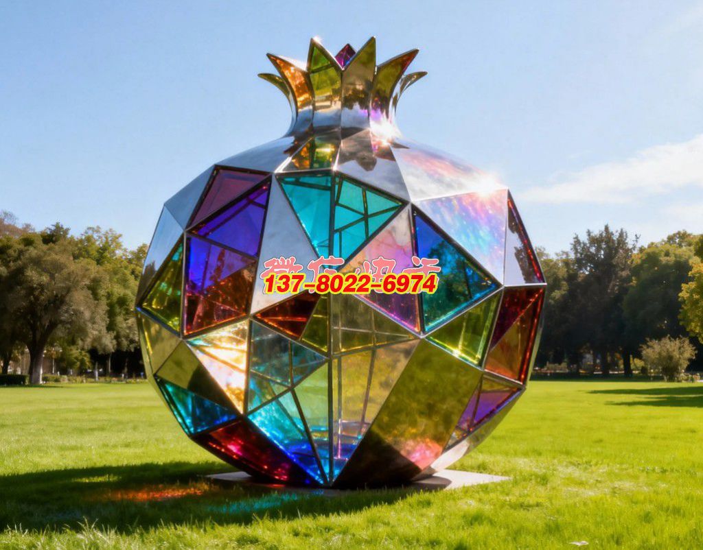 《晶簇同心?榴韻華章》：不銹鋼景觀雕塑凝萃石榴意象，織就民族團結的絢爛符號